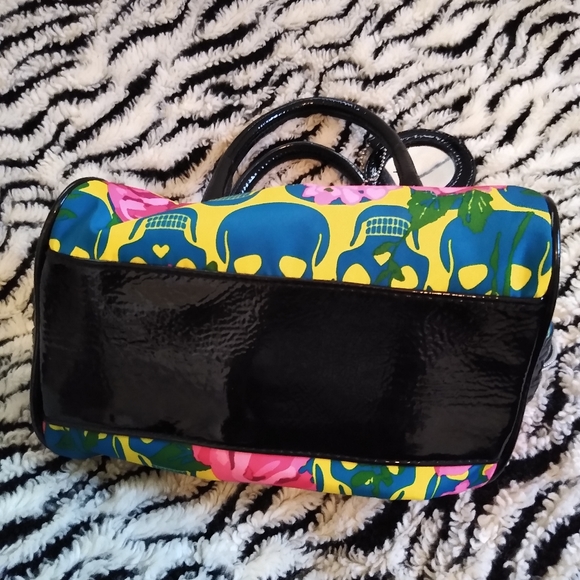 Vtg Betsey Johnson Yellow Skull Roses Cosmetic Bag - Picture 3 of 8